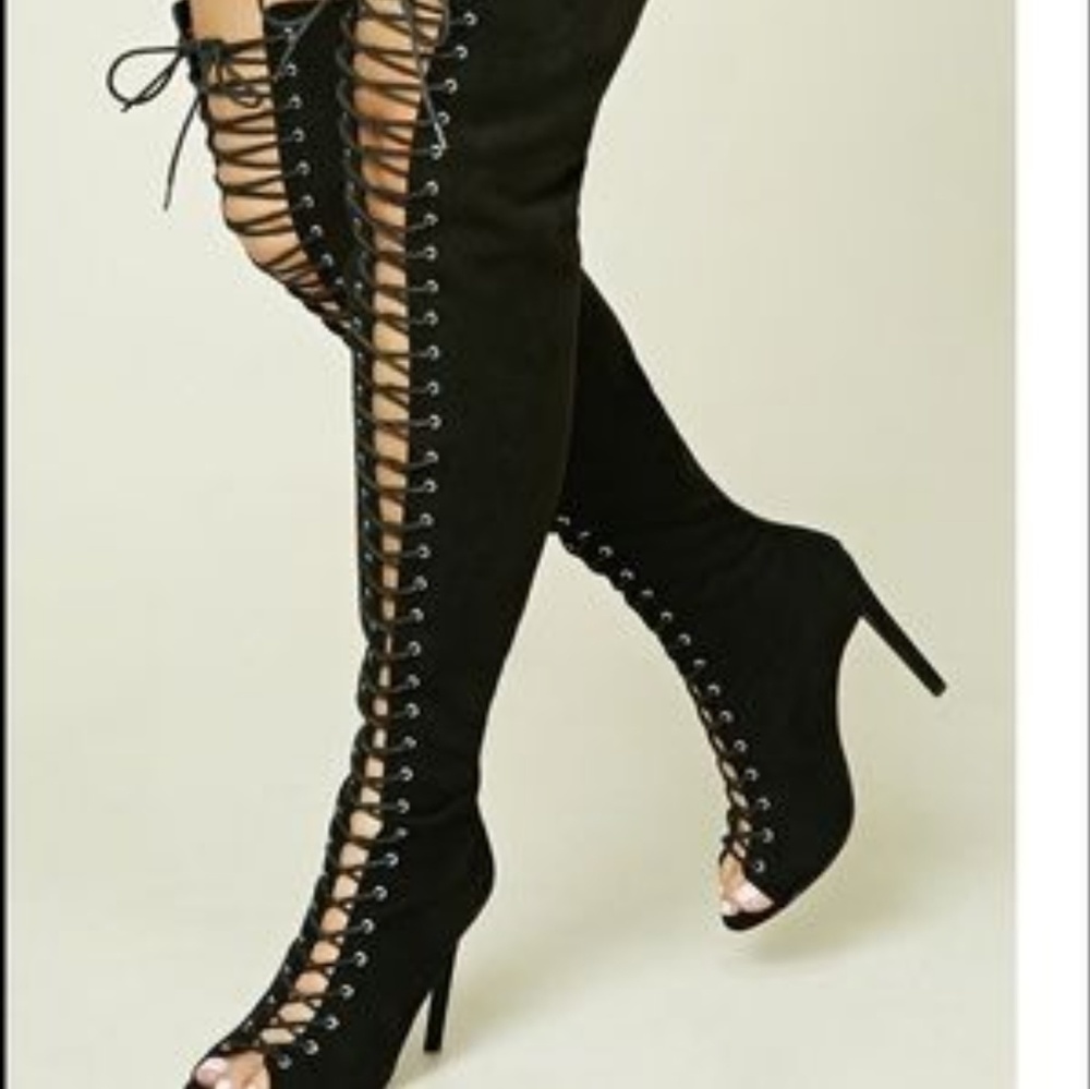 Over knee lace up booties
